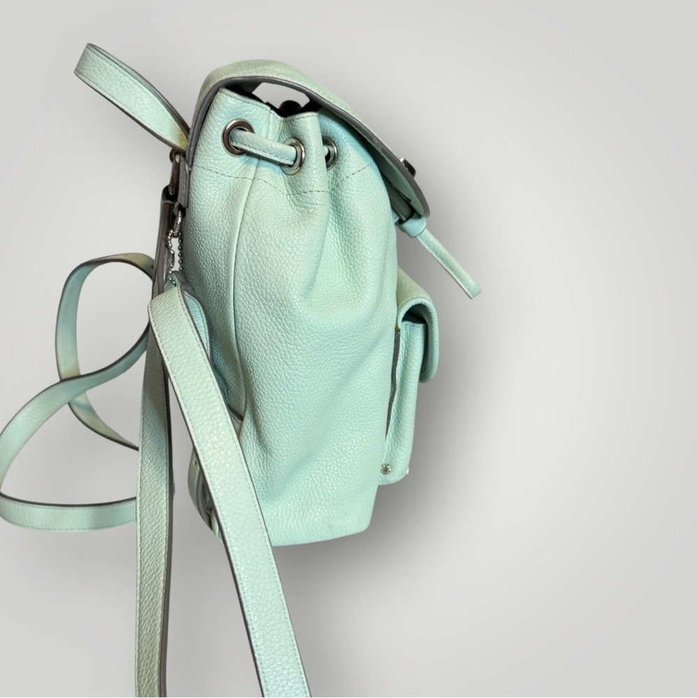 Coach Mini Turnlock Rucksack Pebbled Leather Backpack Pockets Adjustable Straps - Picture 4 of 9